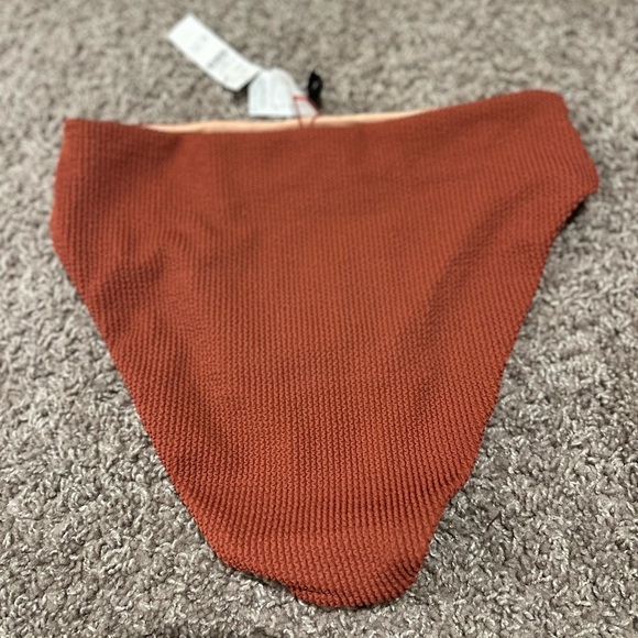 NWT J.Crew Textured Terracotta High Rise Bikini Bottom , size M - Picture 3 of 5